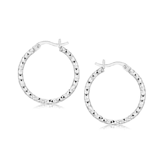Sterling Silver Rhodium Plated Weave Like Hoop Style Earrings(2x20mm) - MeinSchmuckShop