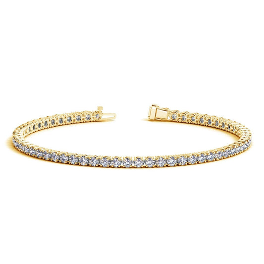 Lab Grown Round Diamond Tennis Bracelet in 14k Yellow Gold (4 cctw F/G VS2/SI1) - MeinSchmuckShop