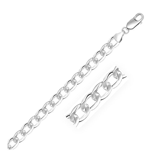 Rhodium Plated Sterling Silver Curb Style Bracelet (7.90 mm) - MeinSchmuckShop