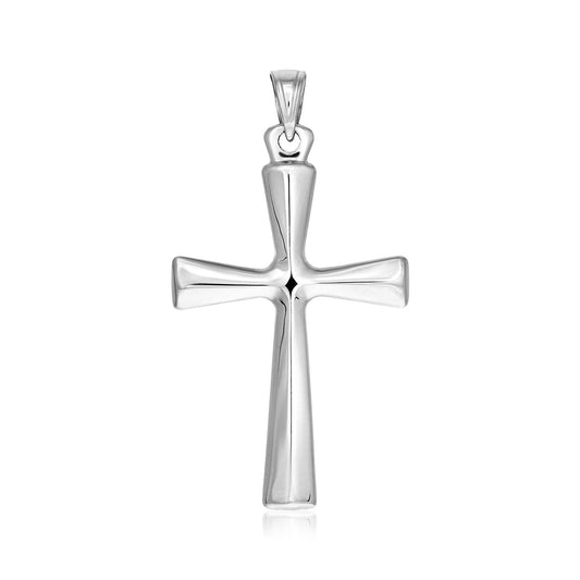 Sterling Silver Domed Rounded Cross Pendant - MeinSchmuckShop