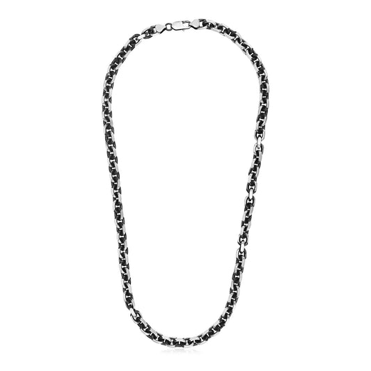 Sterling Silver Gunmetal Finish Oval Link Necklace - MeinSchmuckShop
