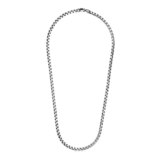 Sterling Silver Gunmetal Finish Round Box Chain Necklace - MeinSchmuckShop