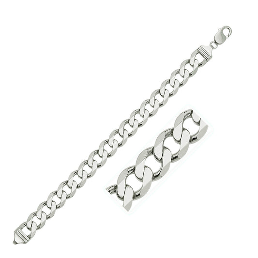 Rhodium Plated Sterling Silver Curb Style Bracelet (11.60 mm) - MeinSchmuckShop