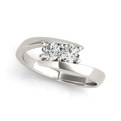 14k White Gold Round Two Stone Common Prong Diamond Ring (1/2 cttw) - MeinSchmuckShop