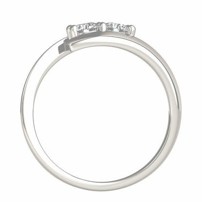 14k White Gold Round Two Stone Common Prong Diamond Ring (1/2 cttw) - MeinSchmuckShop