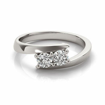 14k White Gold Round Two Stone Common Prong Diamond Ring (1/2 cttw) - MeinSchmuckShop