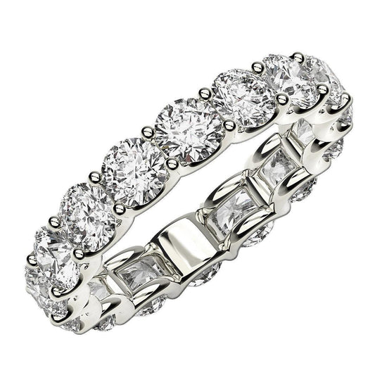 Round Cut Lab Grown Diamond Eternity Ring in 14k White Gold (4 cttw FG/VS2) - MeinSchmuckShop