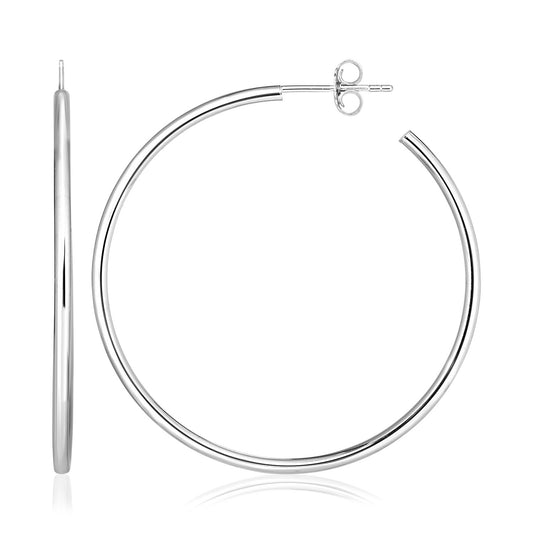 Sterling Silver Rounded Polished Hoop Earrings - MeinSchmuckShop