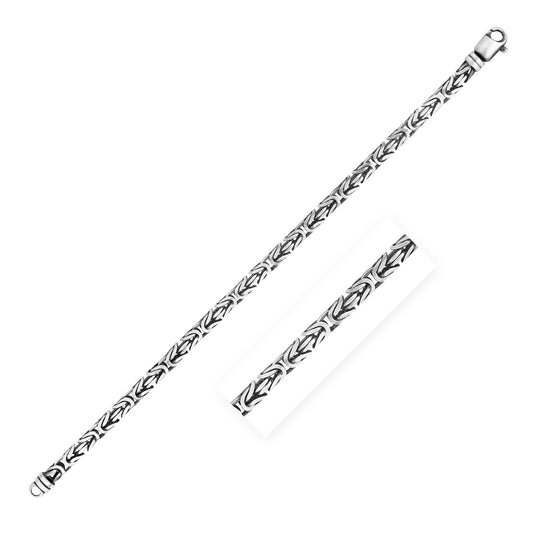 Sterling Silver Gunmetal Finish Byzantine Chain Bracelet (5.00 mm) - MeinSchmuckShop