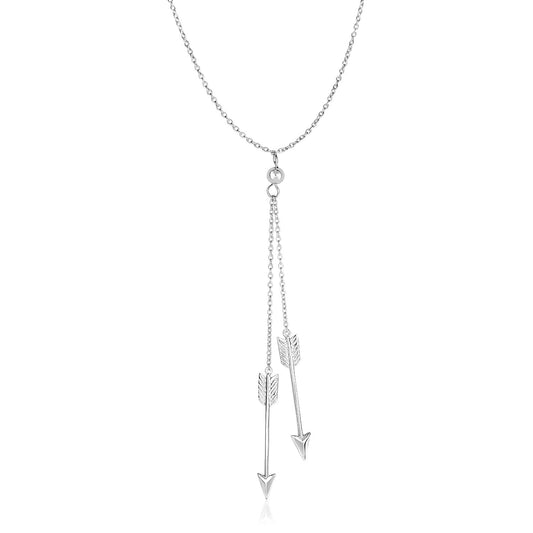 Sterling Silver 18 inch Lariat Necklace with Two Arrows - MeinSchmuckShop