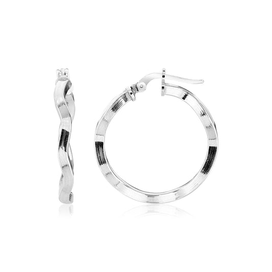 Sterling Silver Round Polished Wavy Profile Hoop Earrings(2x20mm) - MeinSchmuckShop