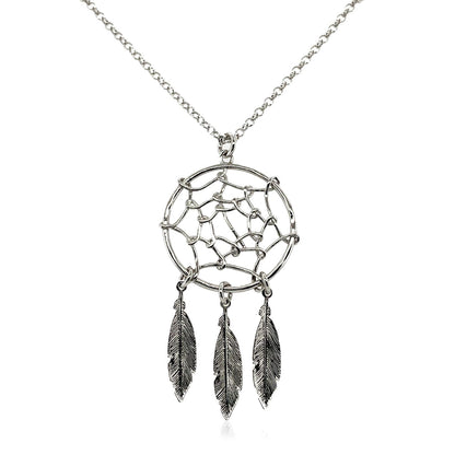 Sterling Silver 17 inch Necklace with Dream Catcher Pendant - MeinSchmuckShop