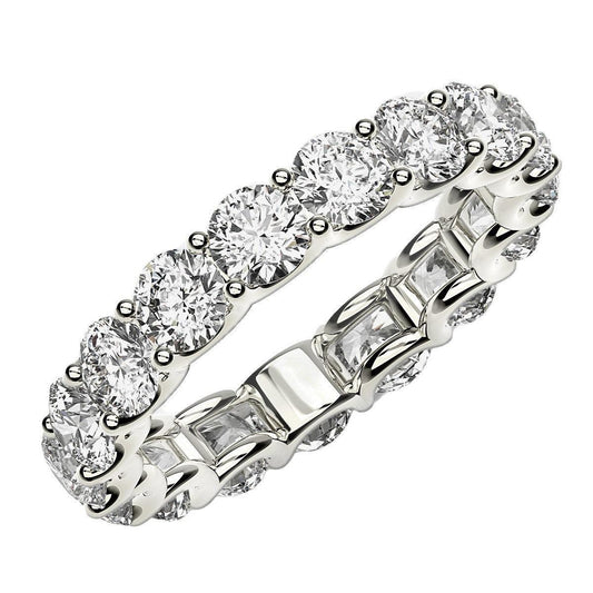 Round Cut Lab Grown Diamond Eternity Ring in 14k White Gold (3 cttw FG/VS2) - MeinSchmuckShop
