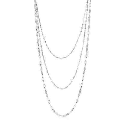 Sterling Silver Three Strand Marina Link Necklace - MeinSchmuckShop