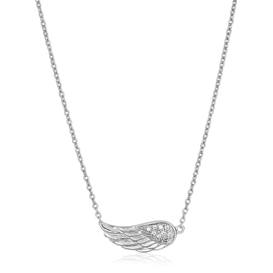 Sterling Silver Textured Angel Wing Necklace - MeinSchmuckShop