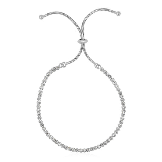 Adjustable Tennis Style Bracelet with Cubic Zirconia in Sterling Silver(4.00 mm) - MeinSchmuckShop
