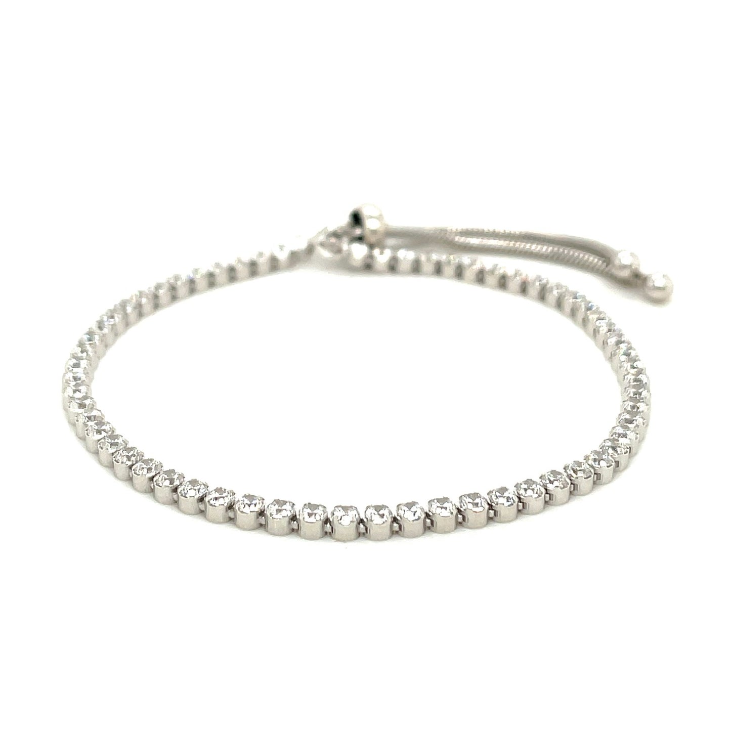 Adjustable Tennis Style Bracelet with Cubic Zirconia in Sterling Silver(4.00 mm) - MeinSchmuckShop