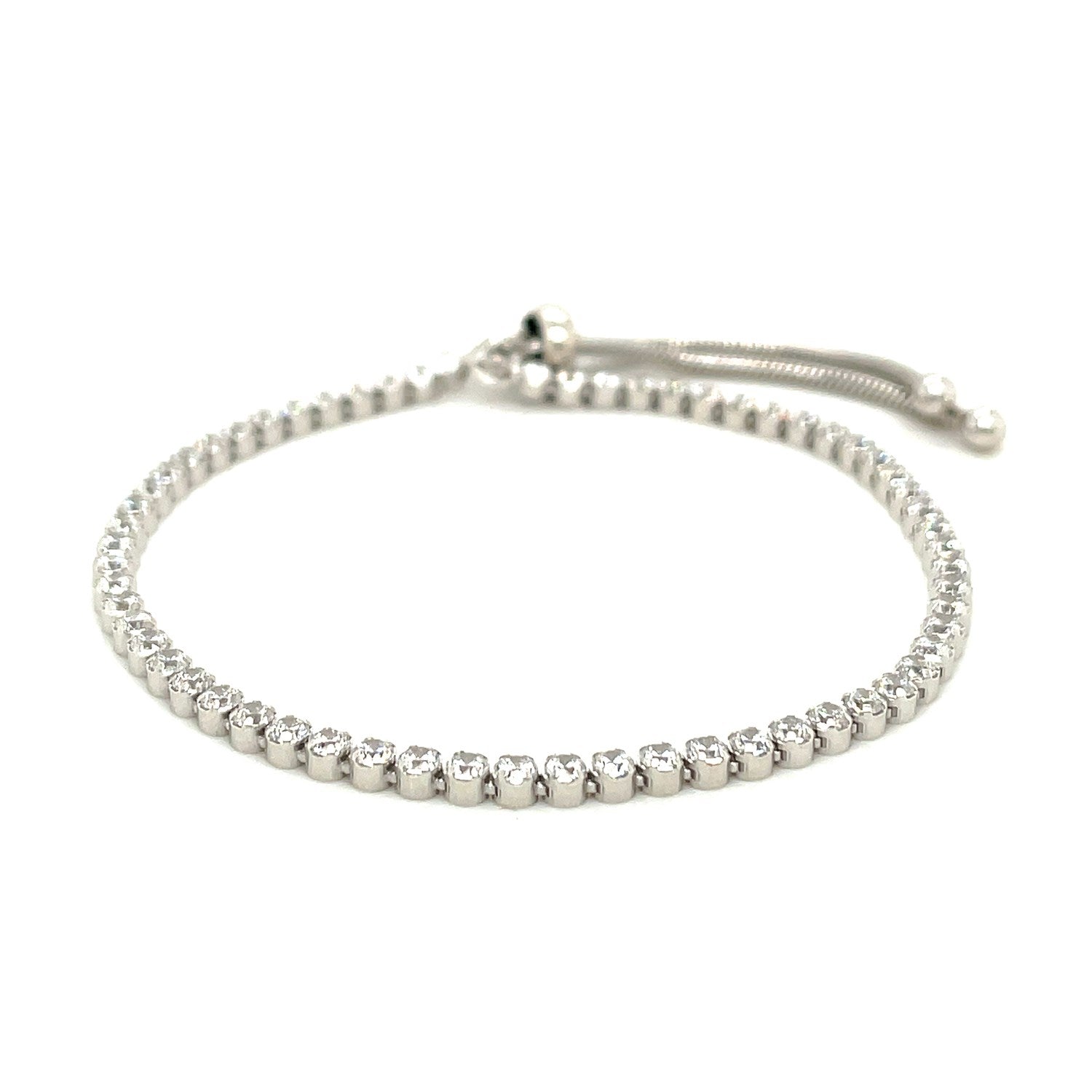Adjustable Tennis Style Bracelet with Cubic Zirconia in Sterling Silver(4.00 mm) - MeinSchmuckShop