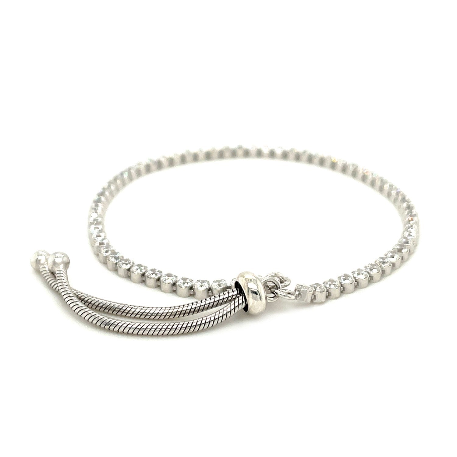 Adjustable Tennis Style Bracelet with Cubic Zirconia in Sterling Silver(4.00 mm) - MeinSchmuckShop