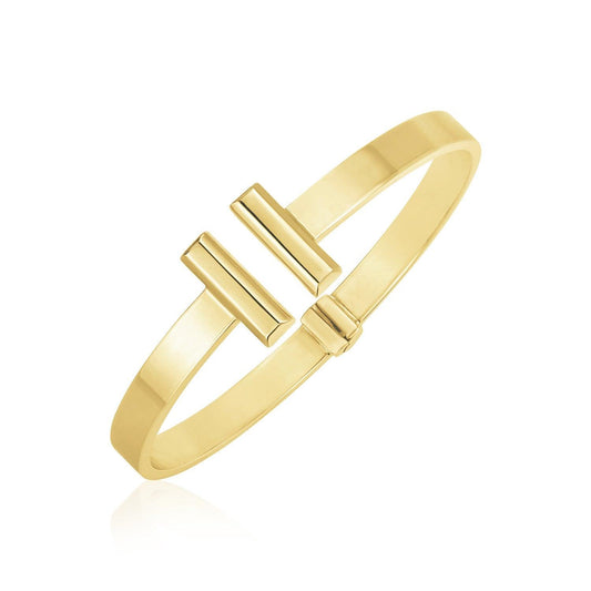 14k Yellow Gold High Polish Bar Cuff Bangle (6.00 mm) - MeinSchmuckShop