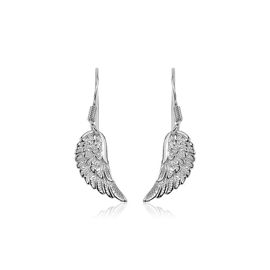 Sterling Silver Textured Angel Wing Earrings - MeinSchmuckShop
