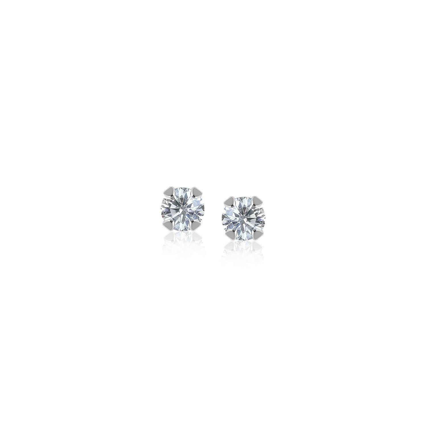 14k White Gold White Cubic Zirconia Stud Earrings(2mm) - MeinSchmuckShop