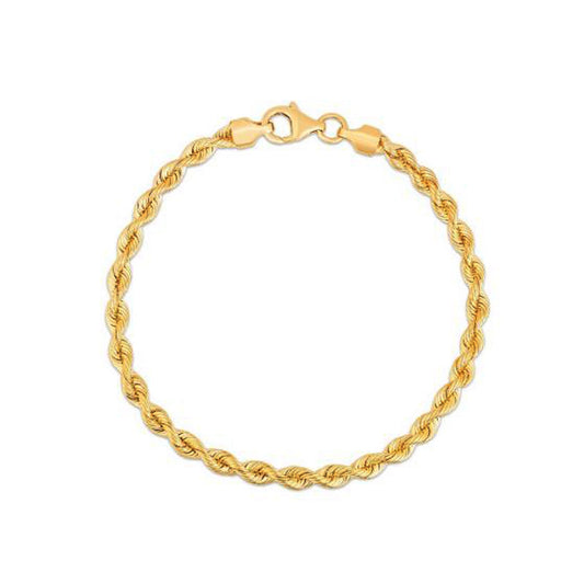 Silk Rope Chain Bracelet in 14k Yellow Gold (3.70 mm) - MeinSchmuckShop