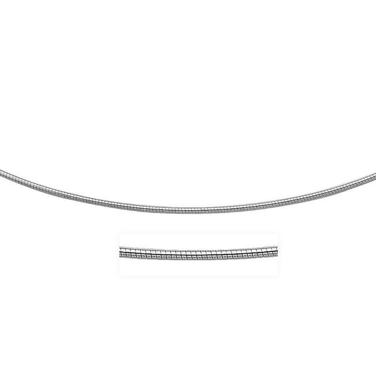 Sterling Silver Round Omega Style Chain Necklace with Rhodium Plating (1.55mm) - MeinSchmuckShop