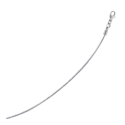 Sterling Silver Round Omega Style Chain Necklace with Rhodium Plating (1.55mm) - MeinSchmuckShop