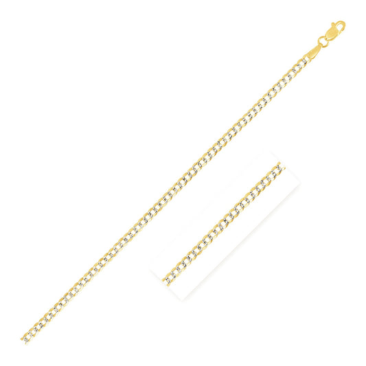 14k Two Tone Gold Pave Curb Chain (2.60 mm) - MeinSchmuckShop