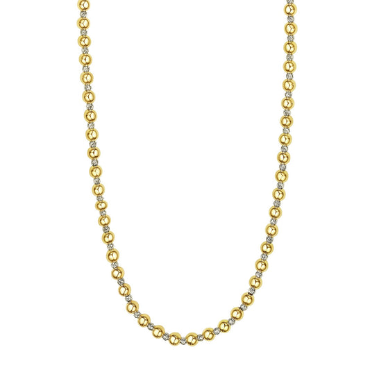 Two Tone Beaded Chain Necklace in 14K Gold - MeinSchmuckShop