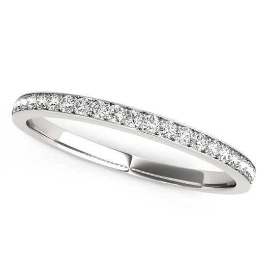 14k White Gold Prong Setting Round Diamond Wedding Band (1/5 cttw) - MeinSchmuckShop