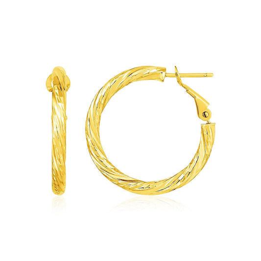 14k Yellow Gold Petite Twisted Round Hoop Earrings(3x20mm) - MeinSchmuckShop