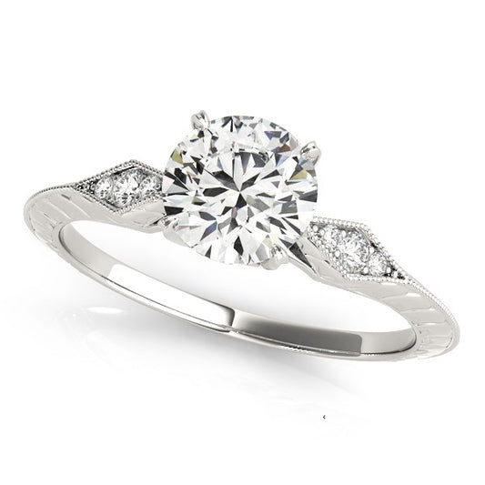14k White Gold Diamond Engagement Ring with Side Clusters (1 1/8 cttw) - MeinSchmuckShop