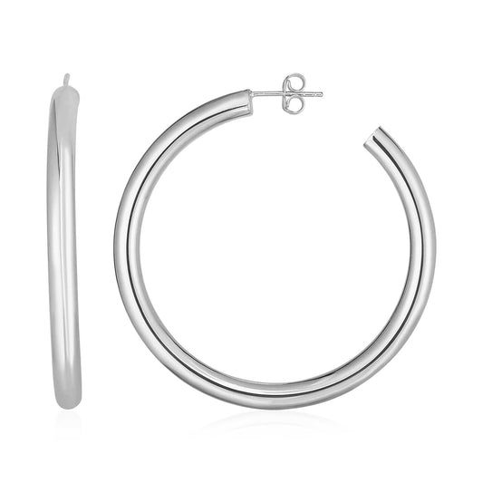 14k White Gold Polished Hoop Earrings(4x40mm) - MeinSchmuckShop