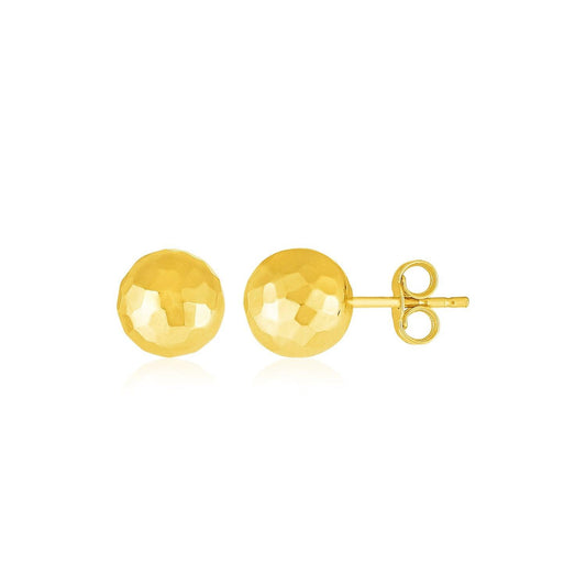 14k Yellow Gold Ball Earrings with Faceted Texture(5mm) - MeinSchmuckShop