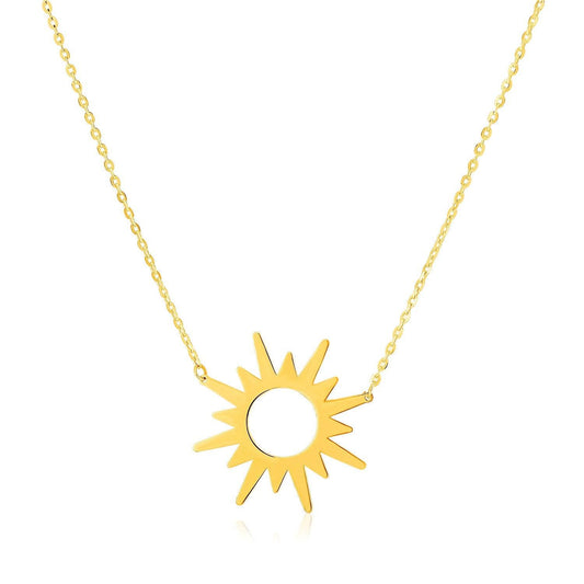 14K Yellow Gold Sunburst Necklace - MeinSchmuckShop