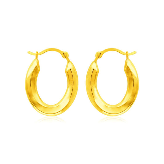 14k Yellow Gold Polished Oval Hoop Earrings - MeinSchmuckShop
