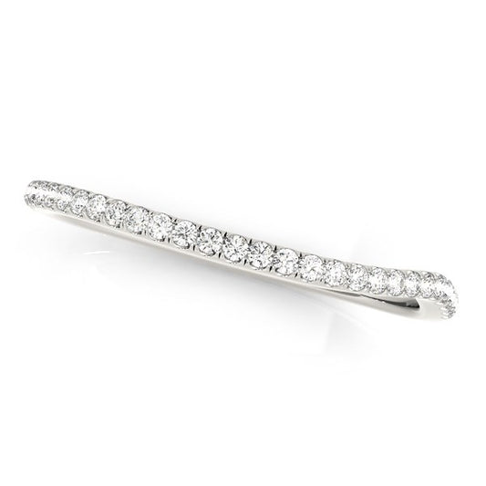 14k White Gold Slim Curved Diamond Wedding Ring (1/10 cttw) - MeinSchmuckShop