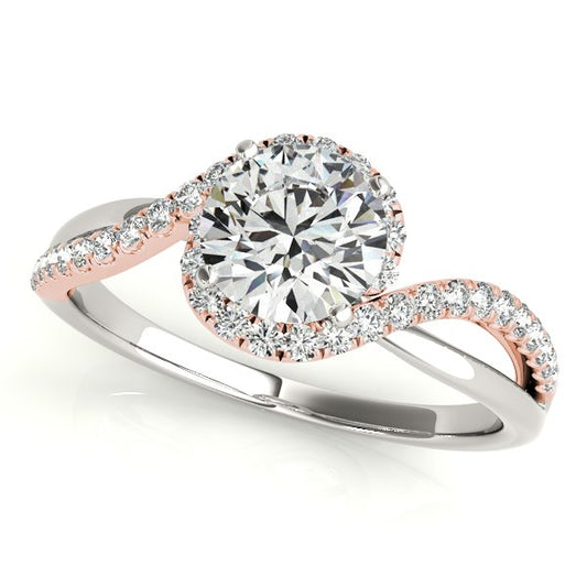 14k White And Rose Gold Bypass Band Diamond Engagement Ring (1 1/8 cttw) - MeinSchmuckShop