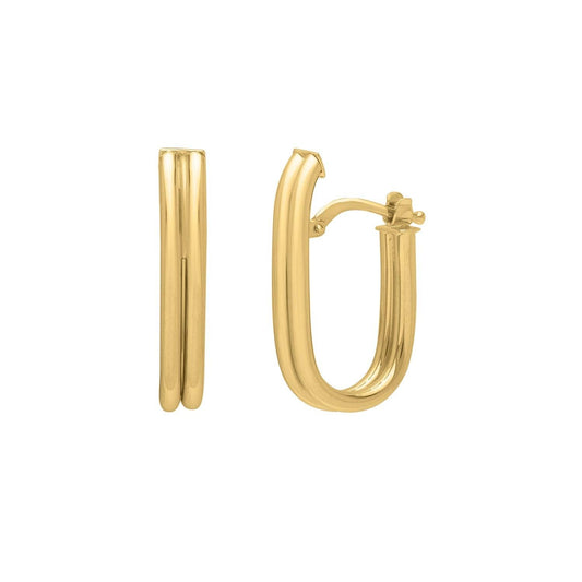 Double Oval Tube Hoop Earrings in 14K Yellow Gold - MeinSchmuckShop