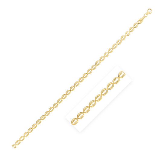 14k Yellow Gold High Polish Textured Puffed Oval Link Chain (3.80 mm) - MeinSchmuckShop
