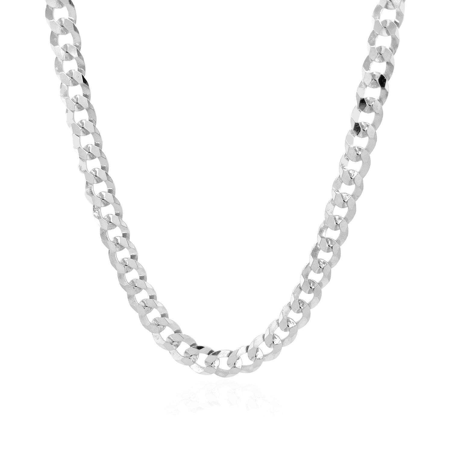 Rhodium Plated Sterling Silver Curb Style Chain (5.50 mm) - MeinSchmuckShop