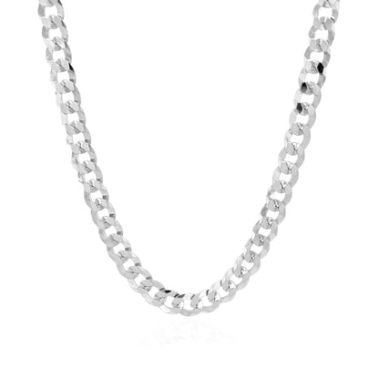 Rhodium Plated Sterling Silver Curb Style Chain (5.50 mm) - MeinSchmuckShop