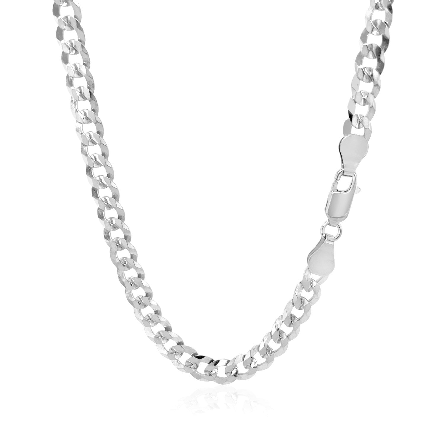 Rhodium Plated Sterling Silver Curb Style Chain (5.50 mm) - MeinSchmuckShop