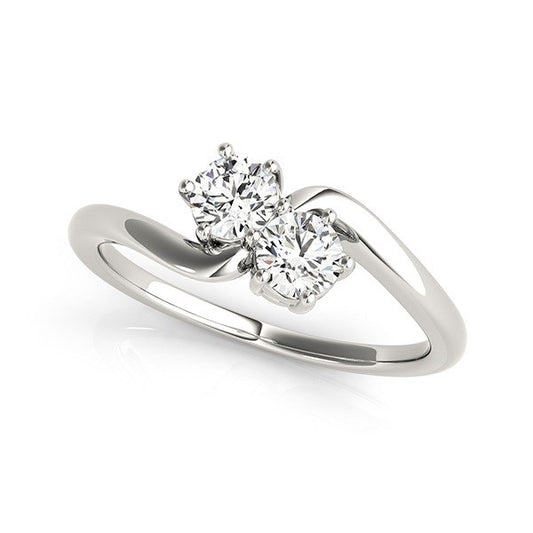 Solitaire Two Stone Diamond Ring in 14k White Gold (1/2 cttw) - MeinSchmuckShop