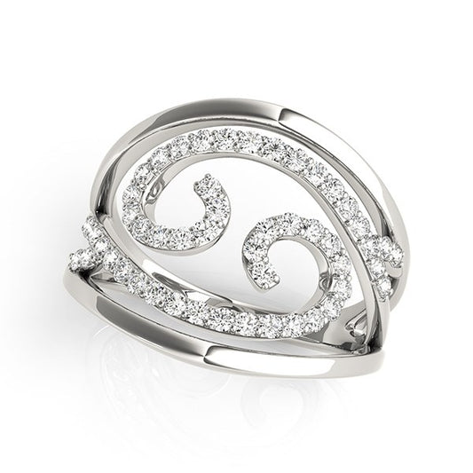 Swirl Design Diamond Ring in 14k White Gold (1/2 cttw) - MeinSchmuckShop