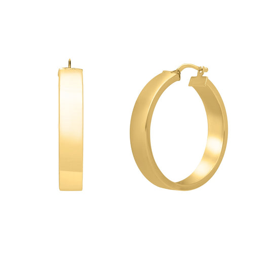 Large Tube Shaped Hoop Earrings in 14K Yellow Gold - MeinSchmuckShop