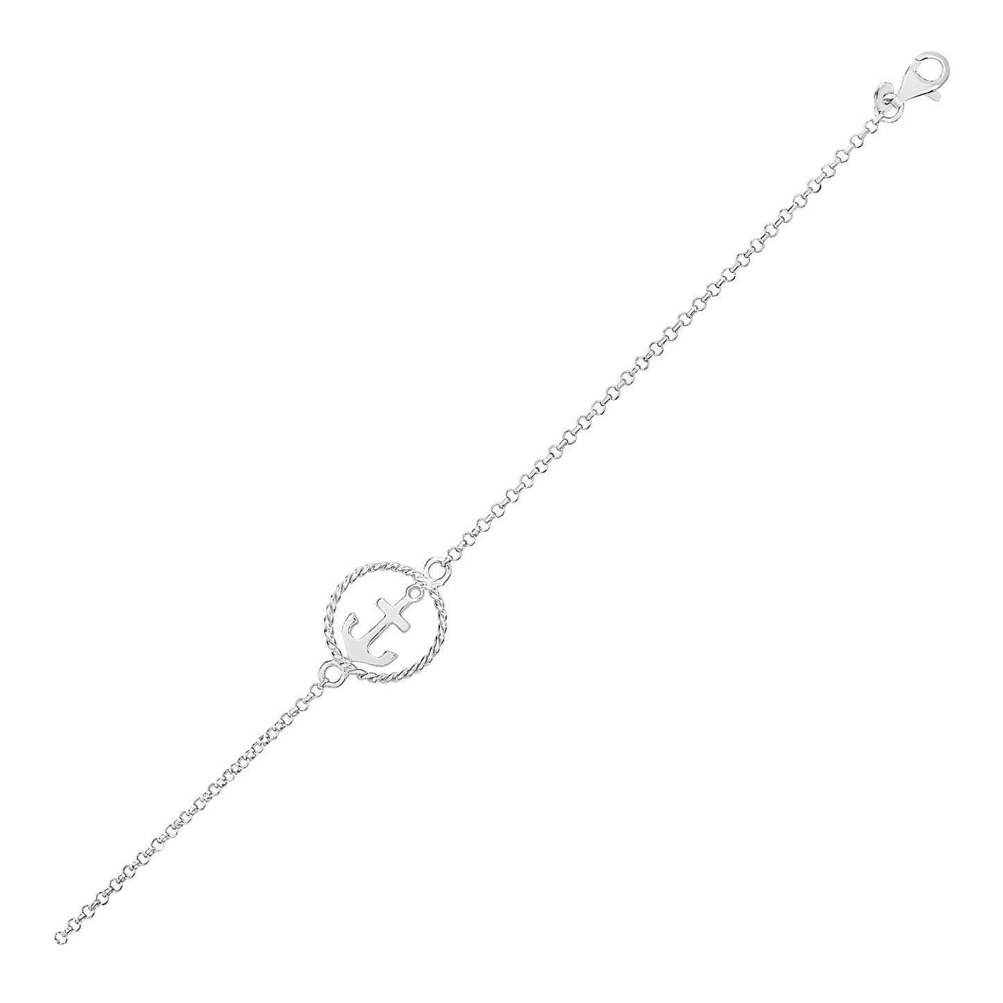 Sterling Silver Bracelet with Anchor (1.80 mm) - MeinSchmuckShop