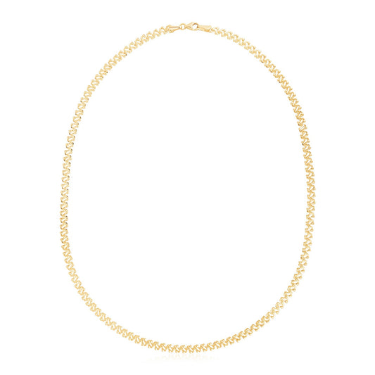 14k Yellow Gold High Polish The Textured Fancy Chain Necklace (4mm) - MeinSchmuckShop